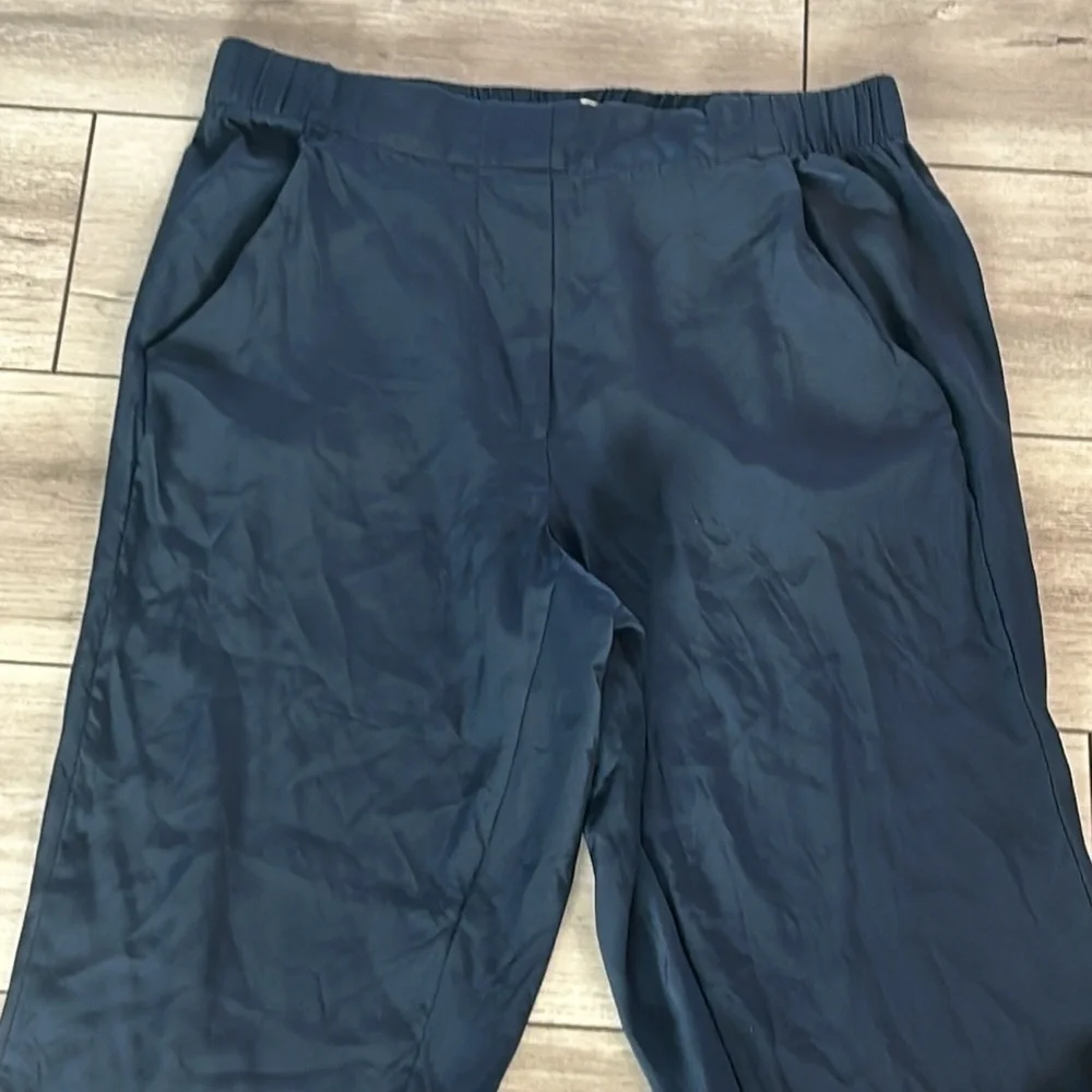 Elaine Kim size medium navy blue 100% silk jogger pants